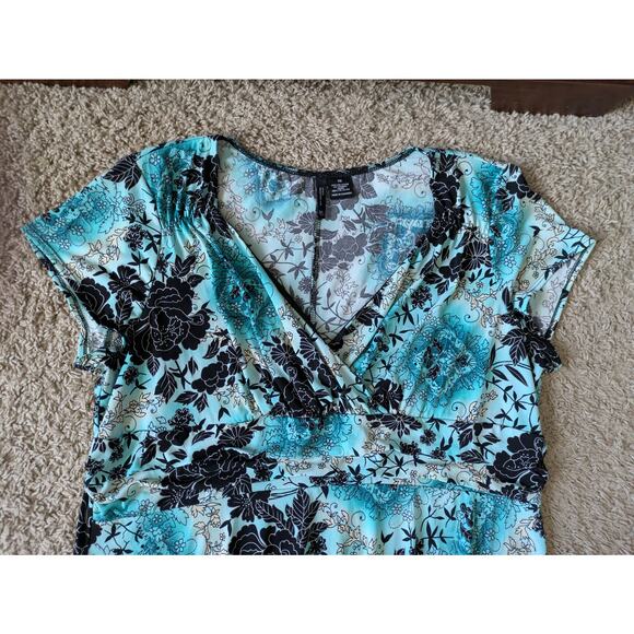 Y2K New Directions Babydoll Top Womens 3X Blue Floral Fairy Coquette Romantic - Picture 3 of 7